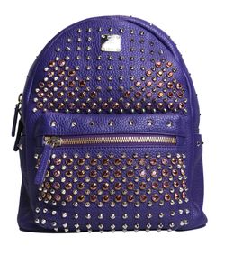 Small Stark Backpack, Leather/Swarovski, Purple, 10031505, DB, 3*